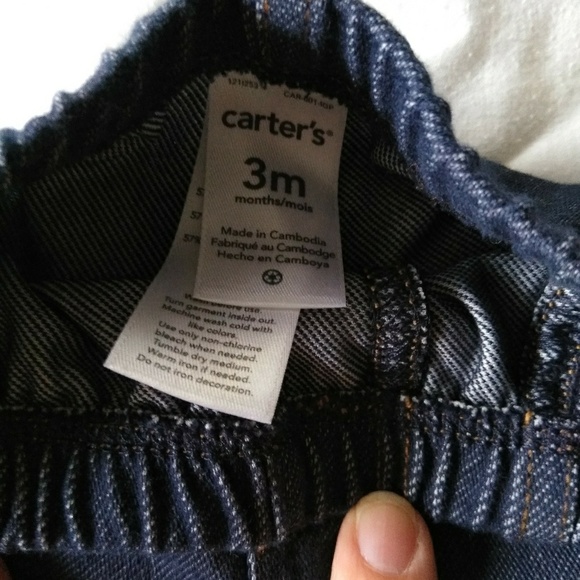 3M Carter Baby Girl Ruffled Onesie & Denim Set - Picture 6 of 7